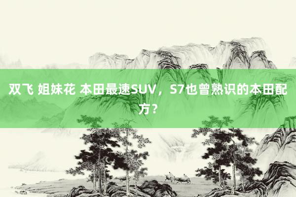 双飞 姐妹花 本田最速SUV，S7也曾熟识的本田配方？