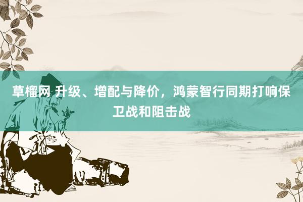 草榴网 升级、增配与降价，鸿蒙智行同期打响保卫战和阻击战