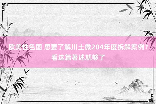 欧美性色图 思要了解川土微204年度拆解案例？看这篇著述就够了