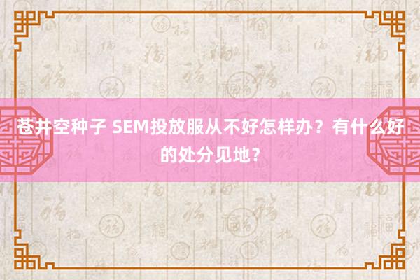 苍井空种子 SEM投放服从不好怎样办？有什么好的处分见地？