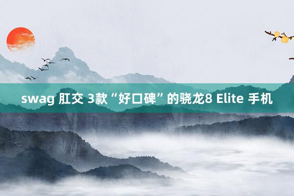 swag 肛交 3款“好口碑”的骁龙8 Elite 手机