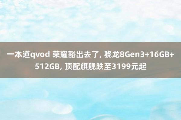一本道qvod 荣耀豁出去了, 骁龙8Gen3+16GB+512GB, 顶配旗舰跌至3199元起
