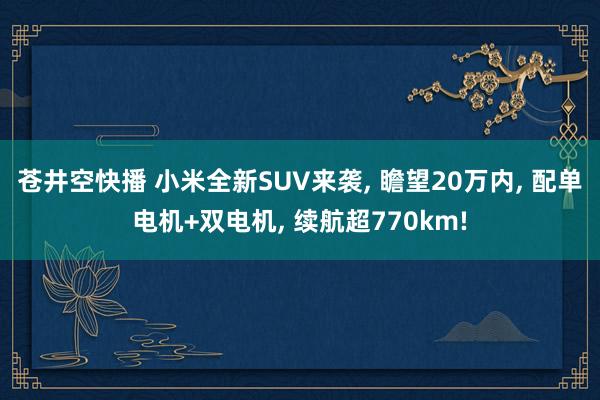苍井空快播 小米全新SUV来袭, 瞻望20万内, 配单电机+