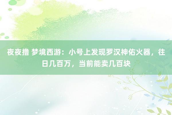 夜夜撸 梦境西游：小号上发现罗汉神佑火器，往日几百万，当前能卖几百块