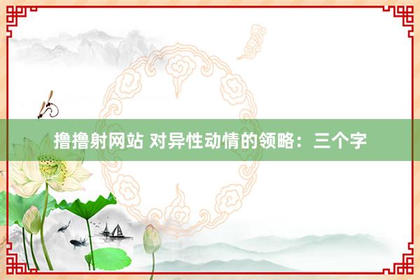 撸撸射网站 对异性动情的领略：三个字
